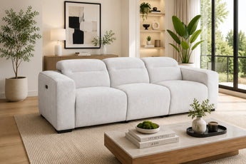 Rohan 3 Seater Light Grey Electric Recliner Lounge Sofa
