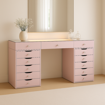 ROSELLE PINK/WHITE 13 DRAWERS MAKE UP TABLE