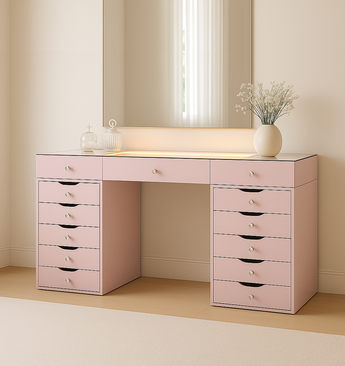 ROSELLE PINK/WHITE 13 DRAWERS MAKE UP TABLE