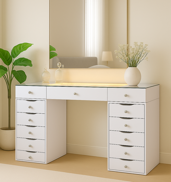 ROSELLE PINK/WHITE 13 DRAWERS MAKE UP TABLE