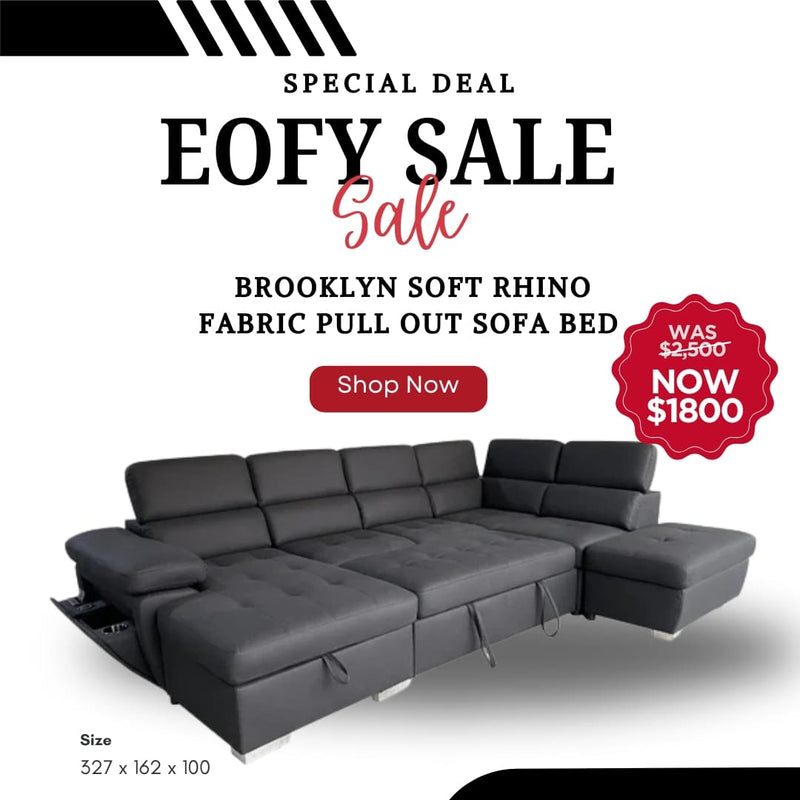 Brooklyn Soft Rhino Fabric Pull Out Sofa Bed