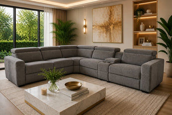 Alban Natural Color 5-Seater Modular Electric Recliner Lounge Sofa