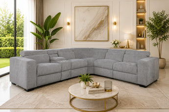 Alban Natural Color 5-Seater Modular Electric Recliner Lounge Sofa