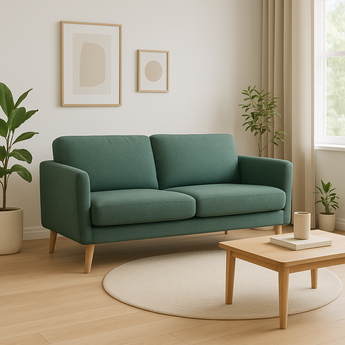 Anna 2.5-Seater Green and Natural White Sofa