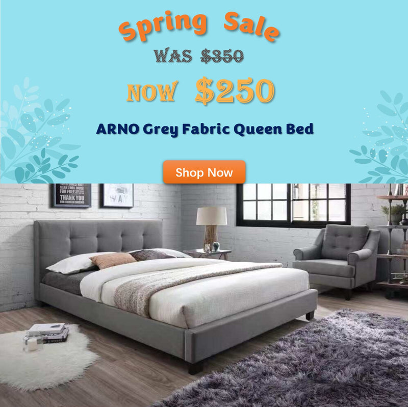 Arno Grey Fabric Bed Frame Queen
