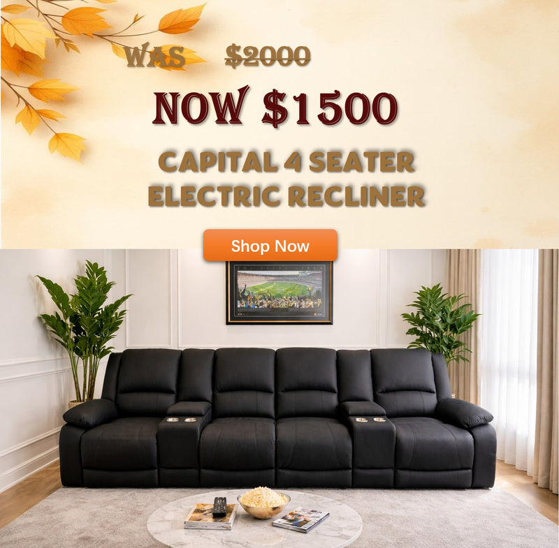 Capital Black Four Seater Electric Recliner