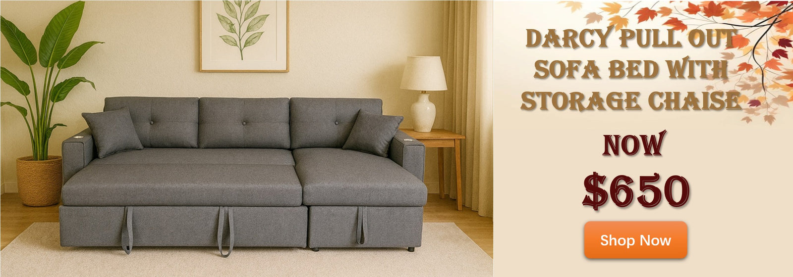Darcy 3 Seater Pull Out Sofa Bed With Storage Chaise