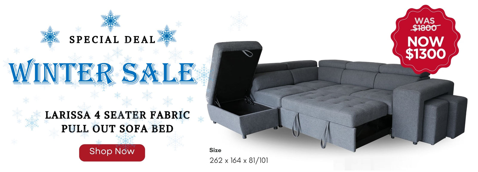 Larisaa 4 Seater Fabric Pull Out sofa bed