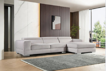 Barkley Light Grey 3 Seater Chaise Fabric Sofa