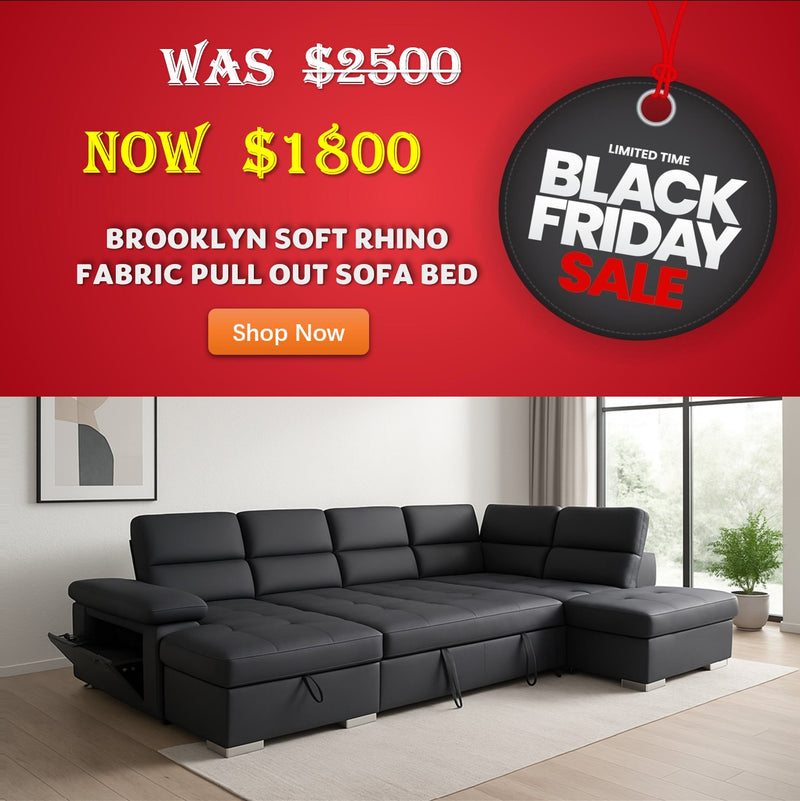Brooklyn Soft Rhino Fabric Pull Out Sofa Bed