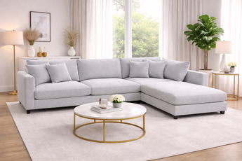 Chelsea (2 Seats + Chaise) Light Grey Feather Sofa