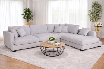 Chelsea (2 Seats + Chaise) Light Grey Feather Sofa