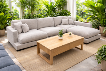 Claire Left/Right Chaise (2 Seats + Chaise) Bark Light Color Feather Corner Sofa