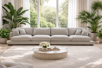 Claire Big 4 Seater Bark Light Color Feather Sofa