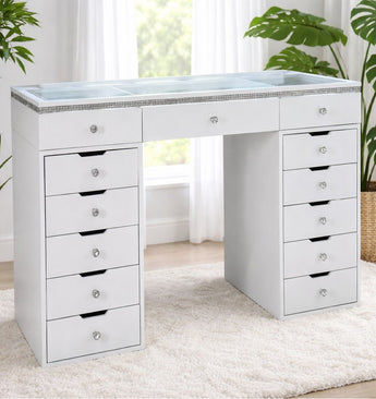 DIAMOND STRIP 13 DRAWERS MAKE UP TABLE
