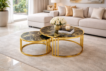 Hana Golden Base Glass Nested Coffee Table