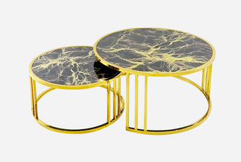 Hana Golden Base Glass Nested Coffee Table