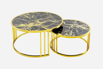 Hana Golden Base Glass Nested Coffee Table