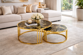 Hana Golden Base Glass Nested Coffee Table