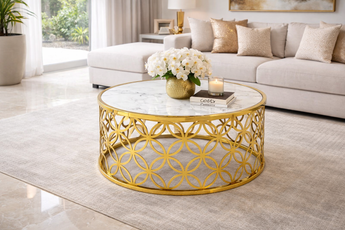 Joy Golden Base Glass Top Coffee Table