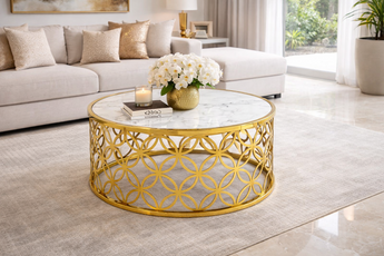 Joy Golden Base Glass Top Coffee Table