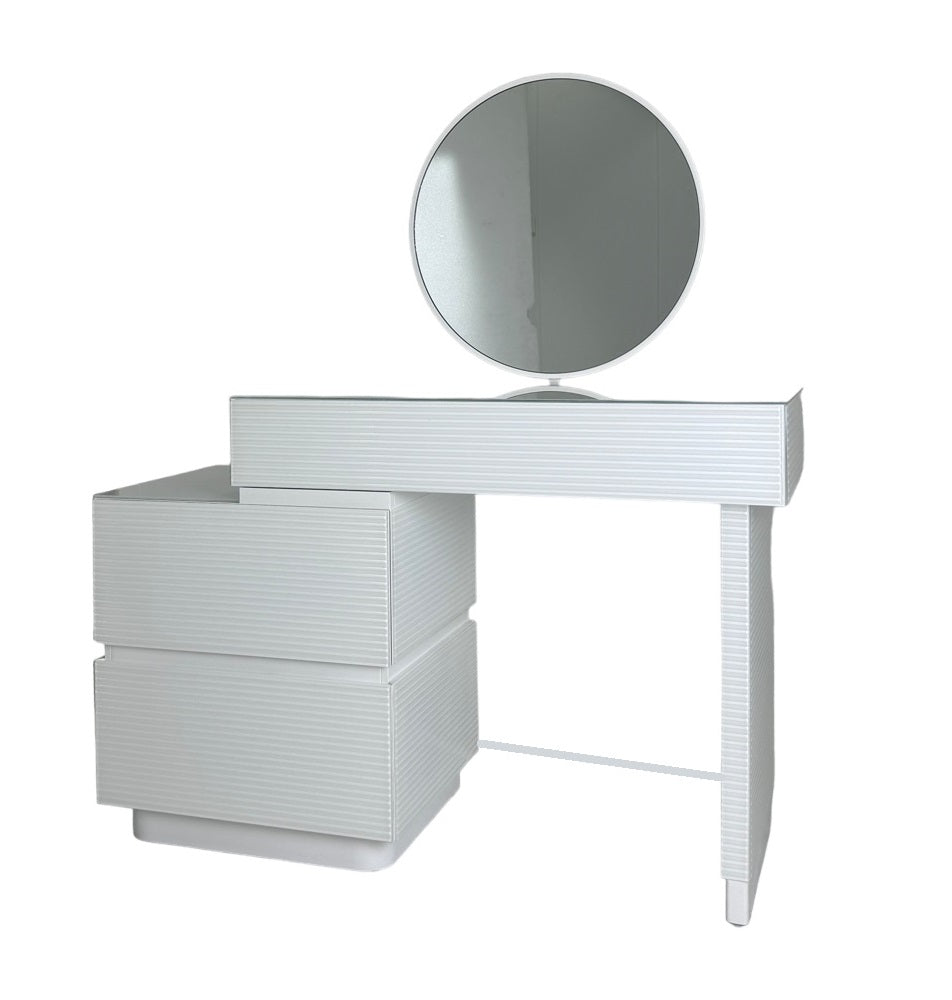 EMMA BEAUTY VANITY 3 DRAWERS TABLE AND ROUND MIRROR