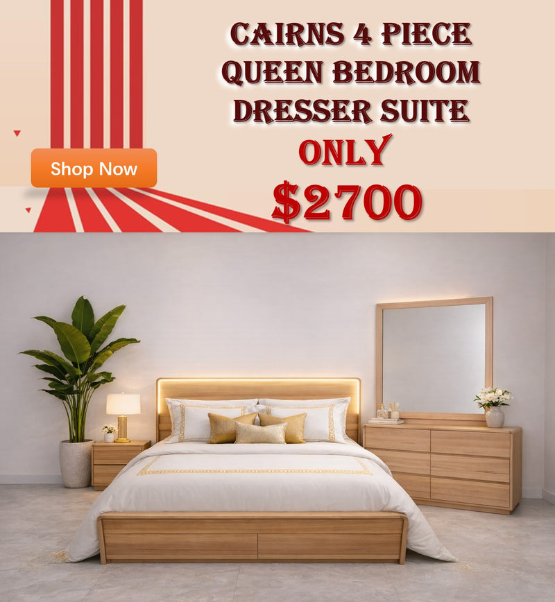 Cairns 4 piece Queen Bedroom Dresser Suite