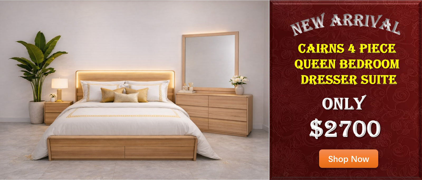 Cairns 4 piece Queen Bedroom Dresser Suite