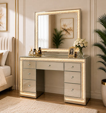 Miracle LED Mirror Makeup Vanity Table Set – Mirrored Dressing Table