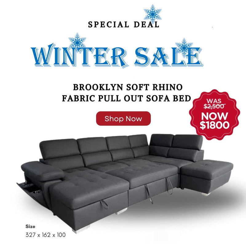 Brooklyn Soft Rhino Fabric Pull Out Sofa Bed