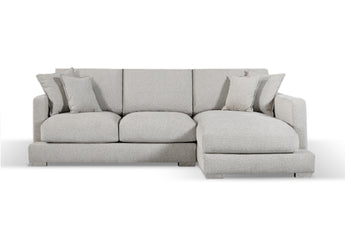 Paige Left/Right Chaise (2 Seats + Chaise) Bark Light Color Feather Corner Sofa
