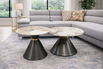 V01B Brown Ceramic Stone Coffee Table