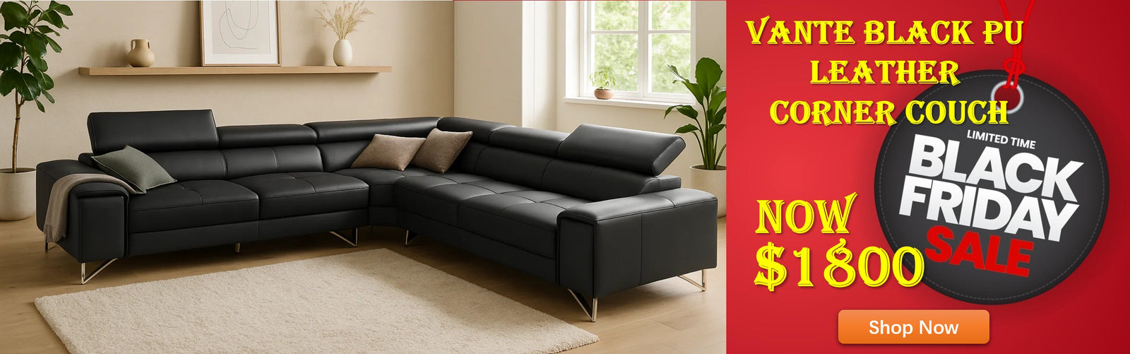Vante 5 Seater Pu Leather Corner Lounge