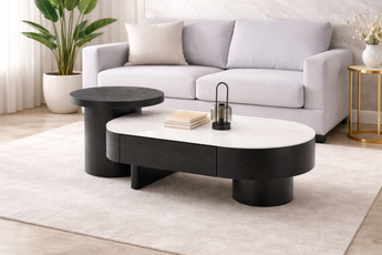 Vertex Black and White Sintered Stone Top Coffee Table