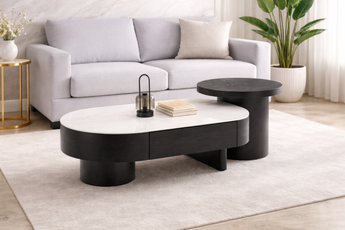 Vertex Black and White Sintered Stone Top Coffee Table