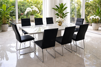 Villena Marble Table and TD118 Chairs 9 Pieces