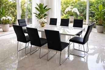 Villena Marble Table and TD118 Chairs 9 Pieces