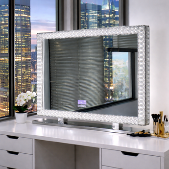 XL DIAMOND 100x80 VANITY MIRROR WITH 3 COLOR LIGHT WITH BLUETOOTH SPEAKER