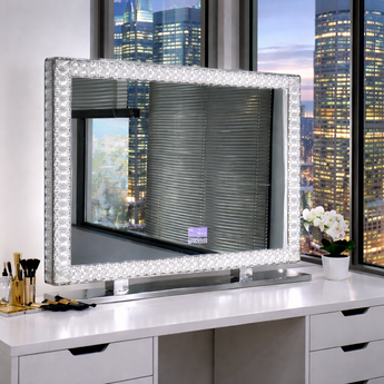 XL DIAMOND 100x80 VANITY MIRROR WITH 3 COLOR LIGHT WITH BLUETOOTH SPEAKER