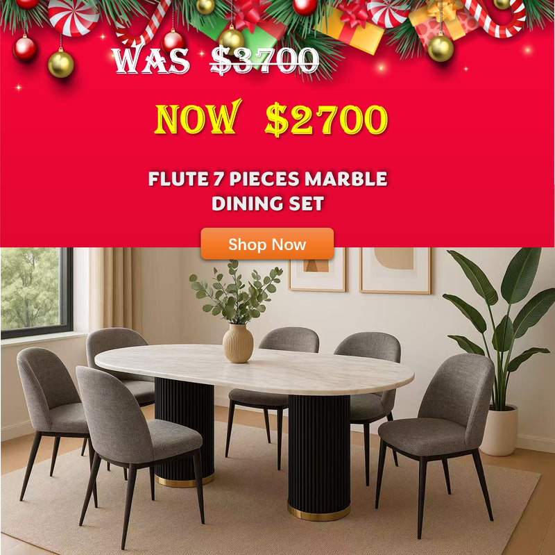 Flute Marble Table Dining Set