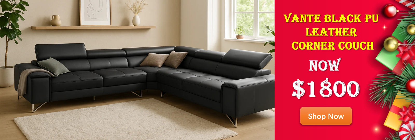 Vante 5 Seater Pu Leather Corner Lounge