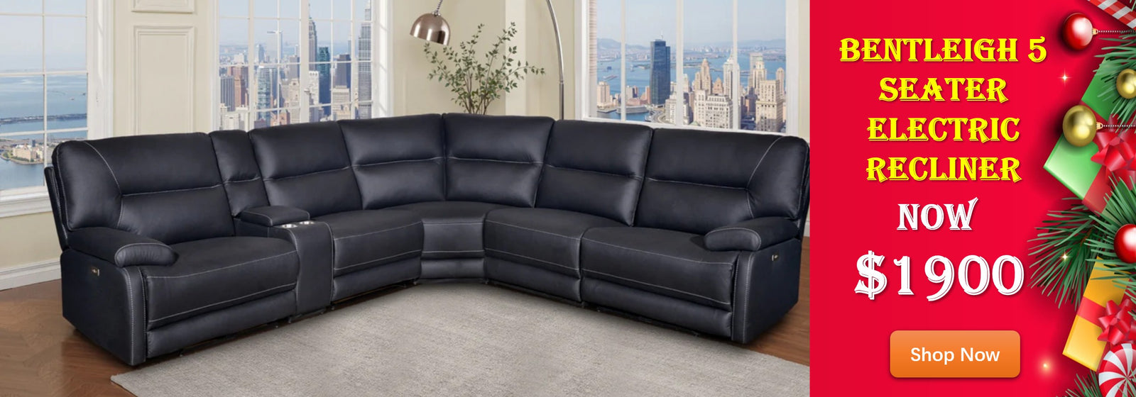 Bentleigh 5 Seater Modular Corner Electric Recliner